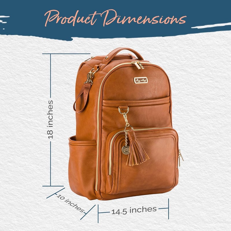Large Capacity Diaper Bag Backpack with 19 Pockets, Cognac