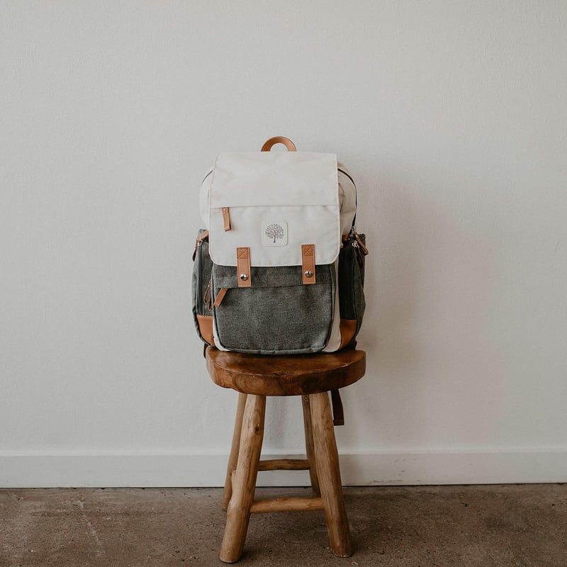 Diaper Backpack with Insulated Pockets, Cream