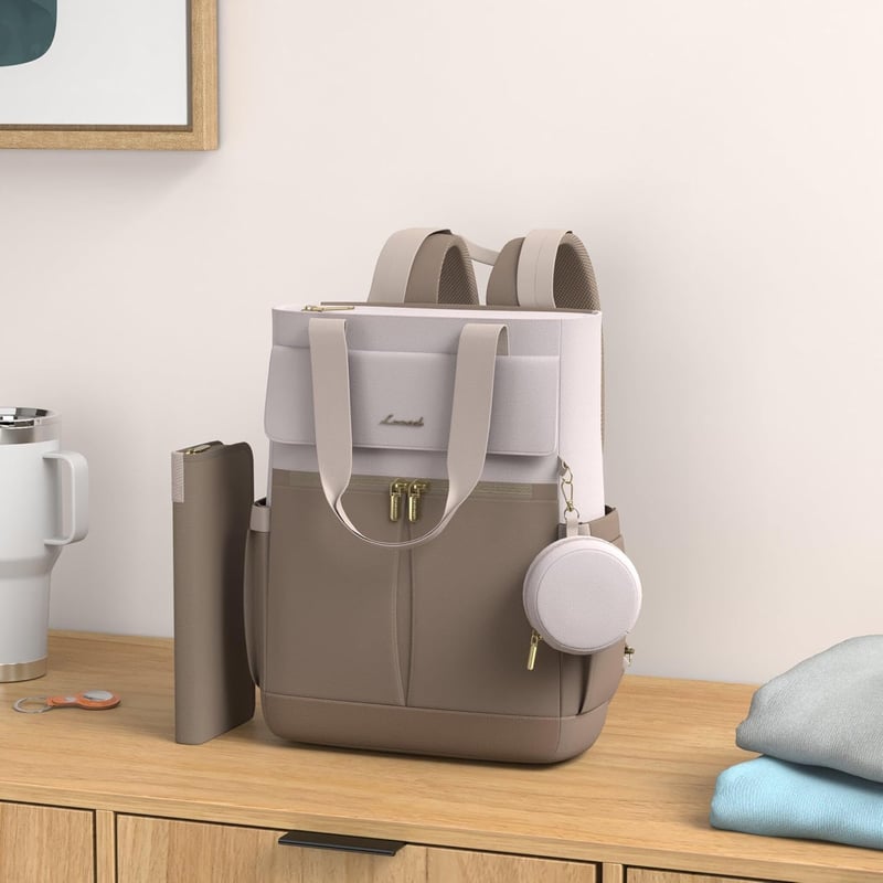 Diaper Bag Backpack with Changing Pad & Laptop Pocket, Women
