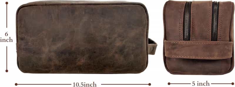 Leather Travel Toiletry Organizer - Dark Brown Dopp Kit