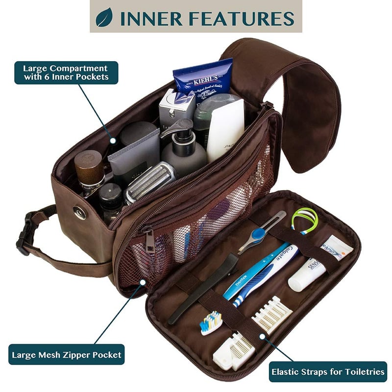 Men's PU Leather Toiletry Bag - Water-Resistant Travel Organizer