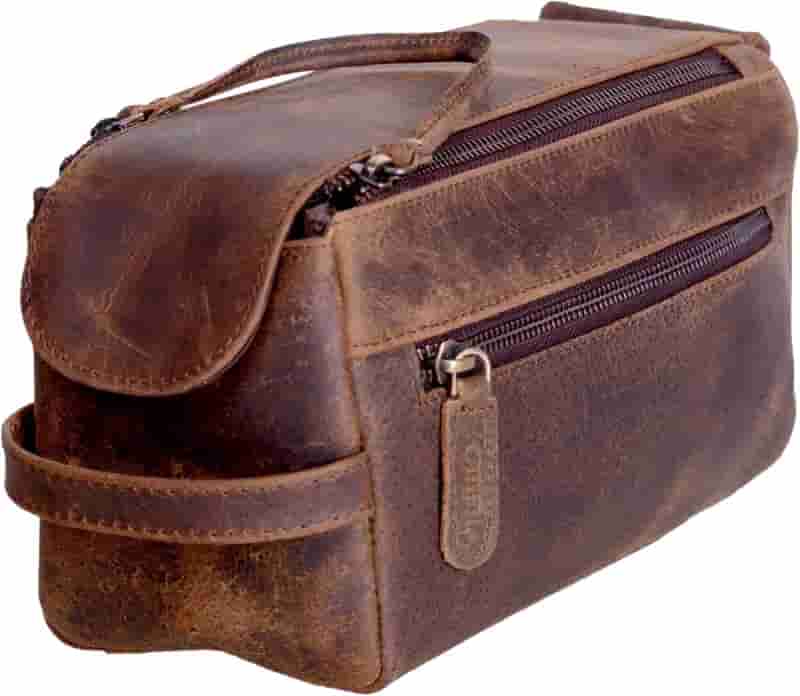 Premium Buffalo Leather Travel Dopp Kit for All Genders