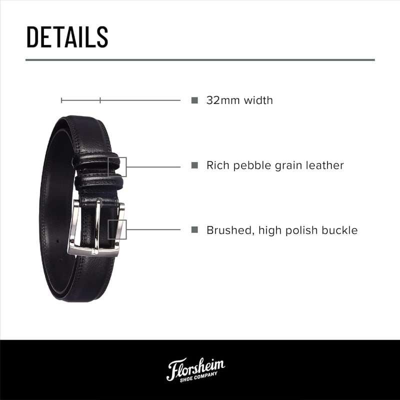 Men's Pebble Grain Leather Belt - 32mm