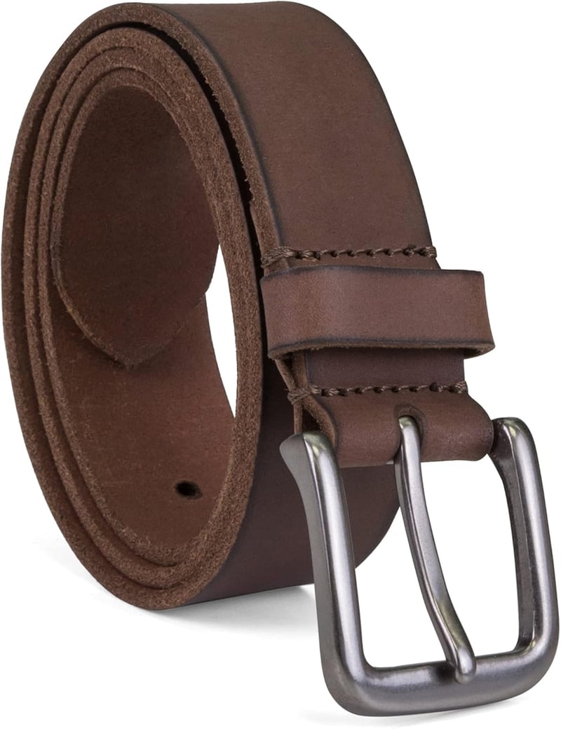 Men's Leather Belt with Classic Buckle, 35mm