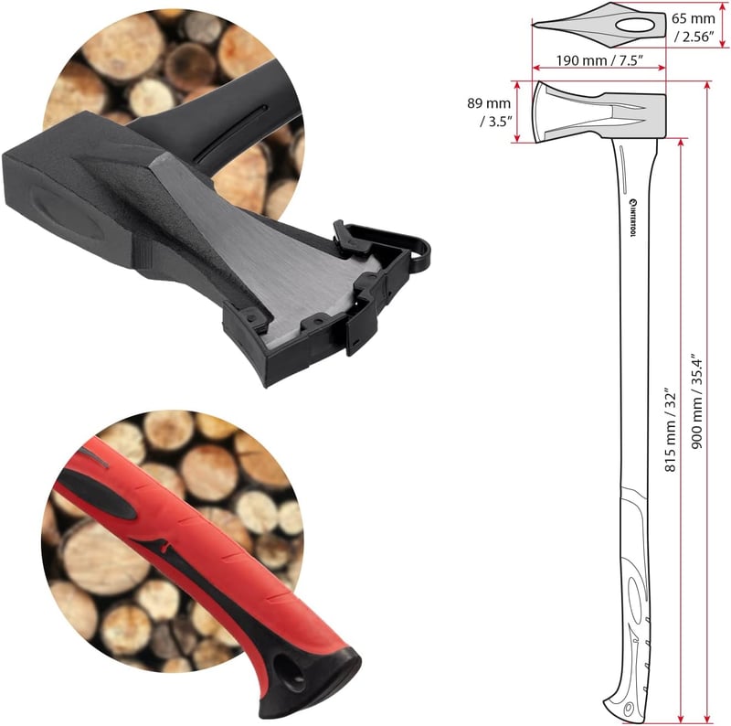 Wood Splitting Maul & Hatchet Set with Fiberglass Handles