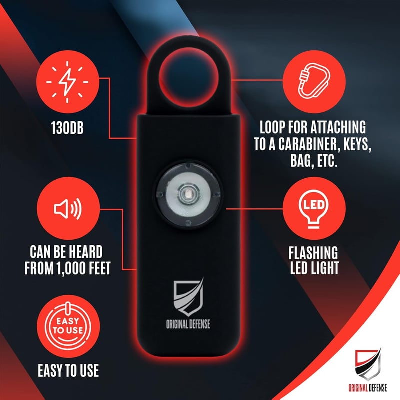 Self-Defense Keychain Alarm, 130 dB, LED, Black
