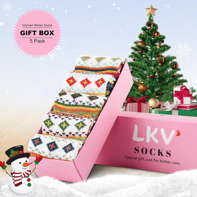 Christmas Women's Fuzzy Wool Socks Gift Box