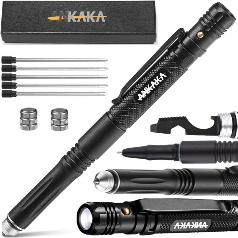 Tactical 6-in-1 Pen with Self Defense & Flashlight