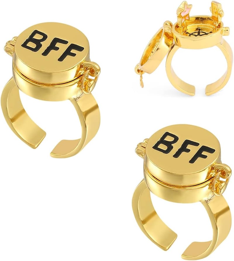 Matching Adjustable Gold Rings for Best Friends or Couples