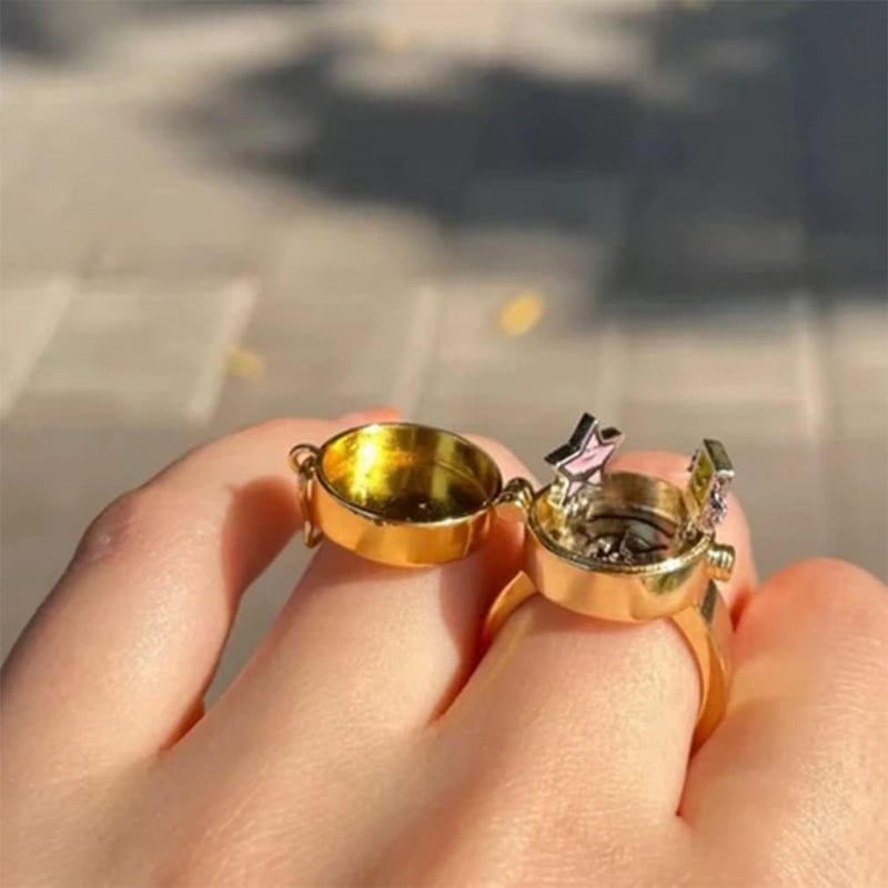 Matching Adjustable Gold Rings for Best Friends or Couples