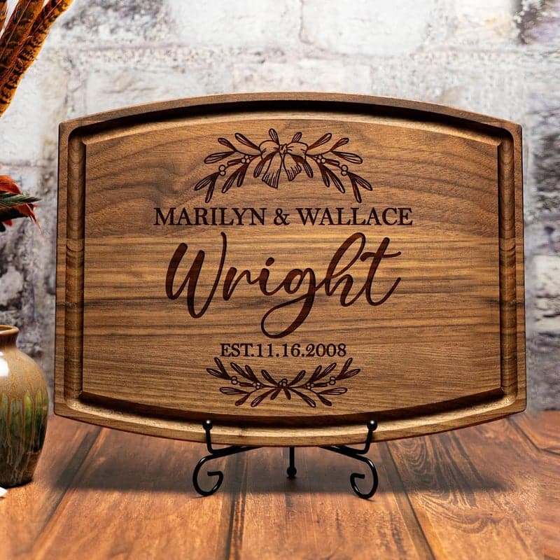 Wedding Engraved Wood Charcuterie Board for Couples