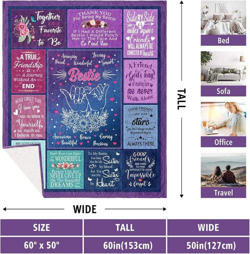 Best Friend Blanket Gift for Women, 60