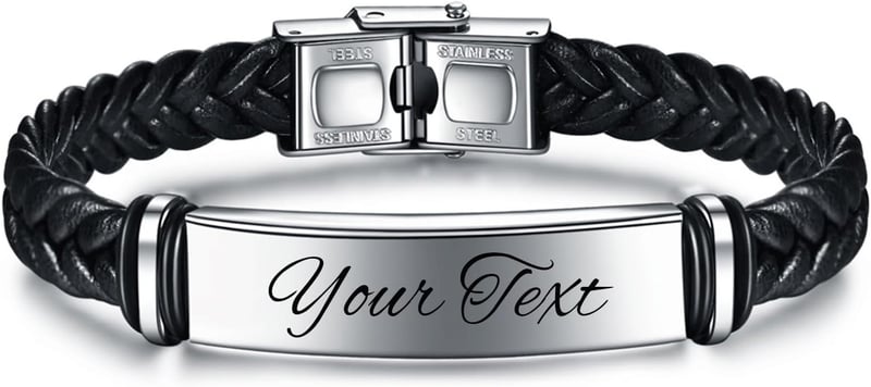 Father's Day Personalized Men's Engraved Leather Bracelet