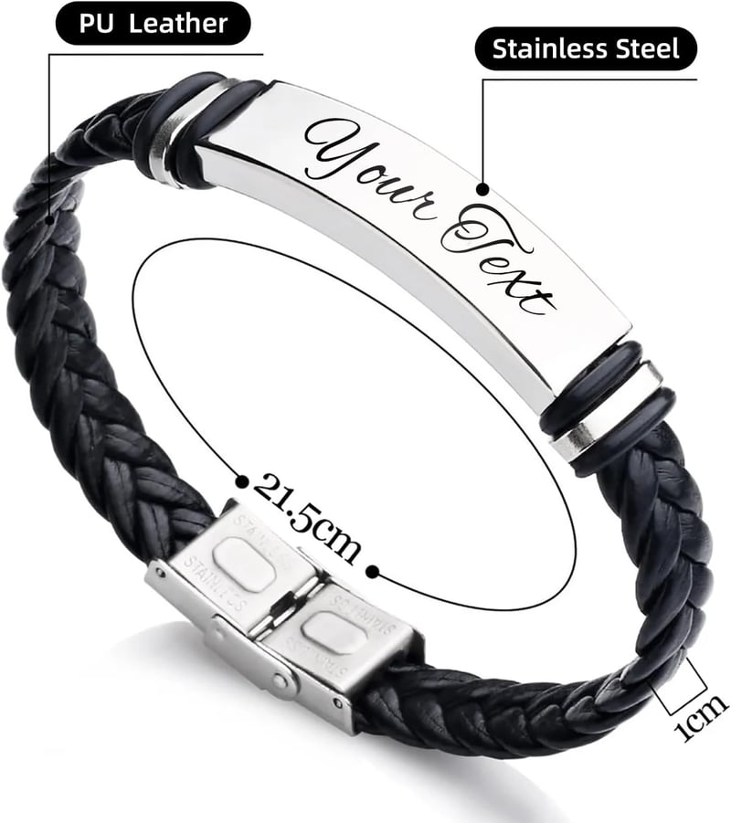 Father's Day Personalized Men's Engraved Leather Bracelet