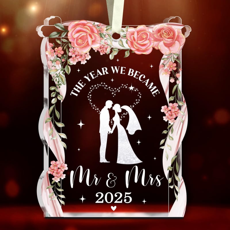 Wedding Ornament 2025 - Mr. and Mrs. Just Married Gift
