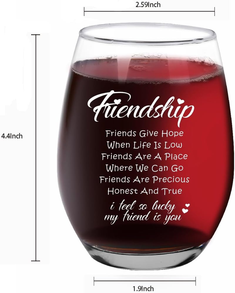 Friendship Wine Glass 15oz - Birthday Gift for Friends & Sisters