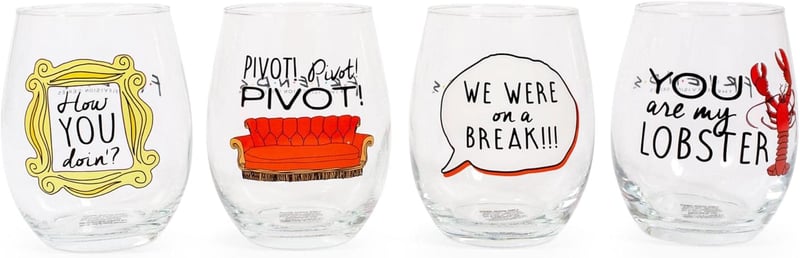 Friends TV Show Quote Stemless Wine Glass Set of 4
