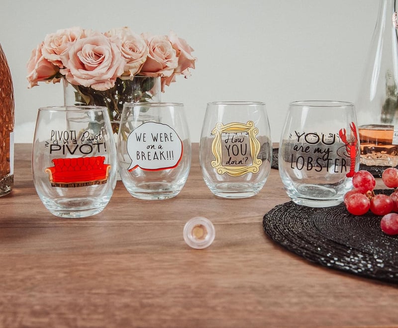 Friends TV Show Quote Stemless Wine Glass Set of 4