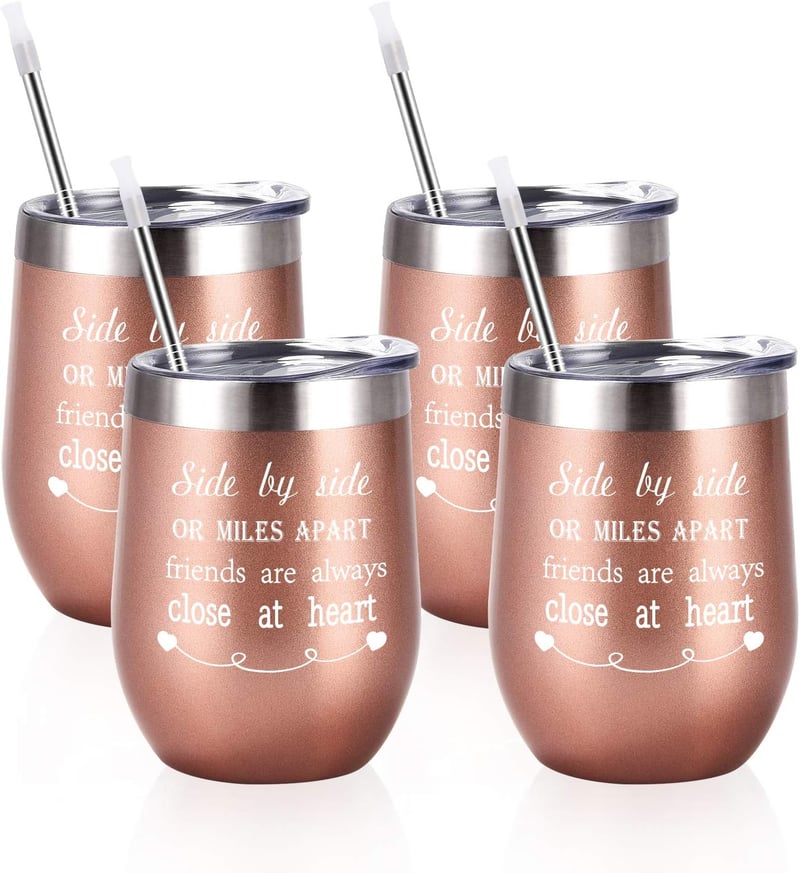 Long-Distance Friendship Wine Tumbler Set, 12 Oz Stainless Steel