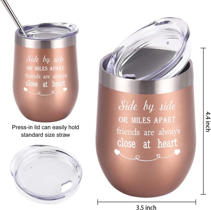 Long-Distance Friendship Wine Tumbler Set, 12 Oz Stainless Steel