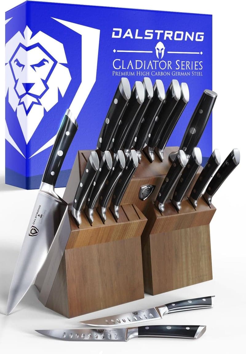 18pc German Steel Knife Set with Acacia Block