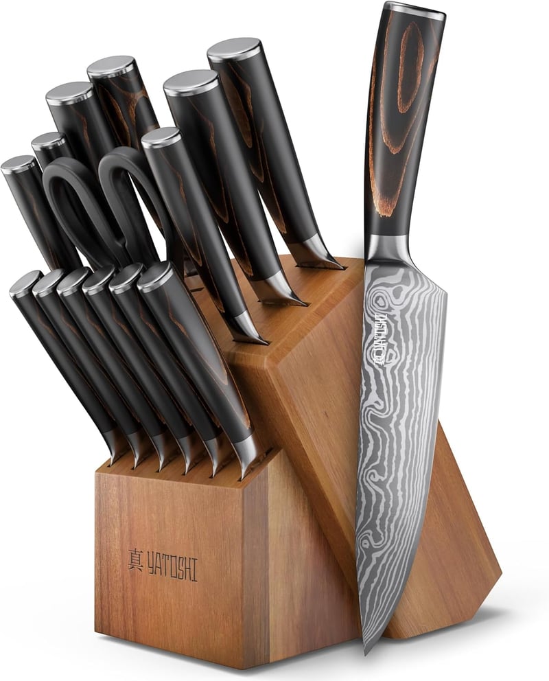 Professional 15-Piece Knife Set, Ergonomic High Carbon Steel