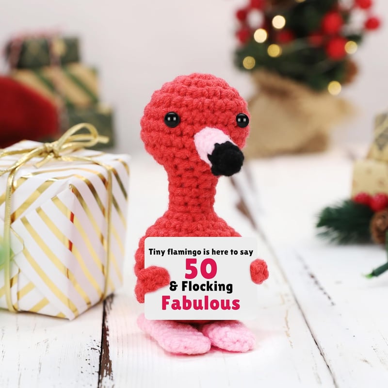 50th Birthday Handmade Crochet Flamingo Gift for Women
