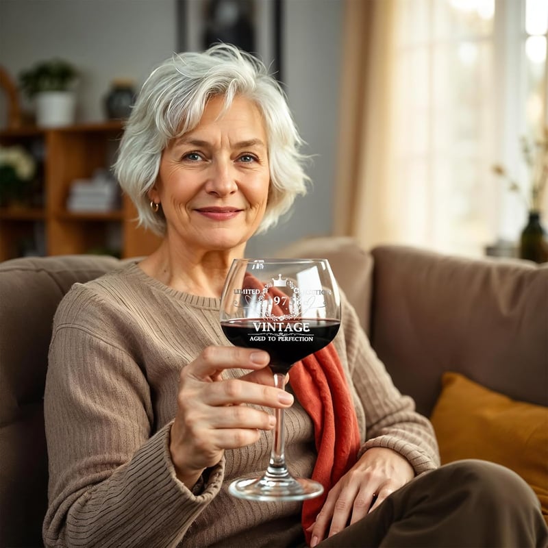 50th Birthday Engraved Wine Glass for Women