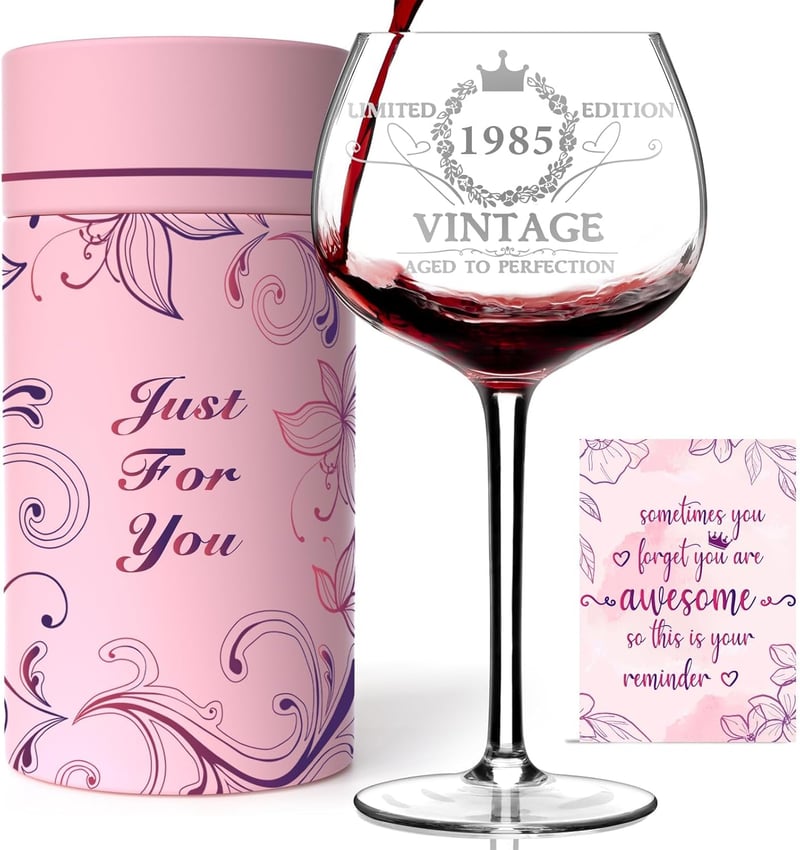 40th Birthday Vintage 1985 Wine Glass for Women