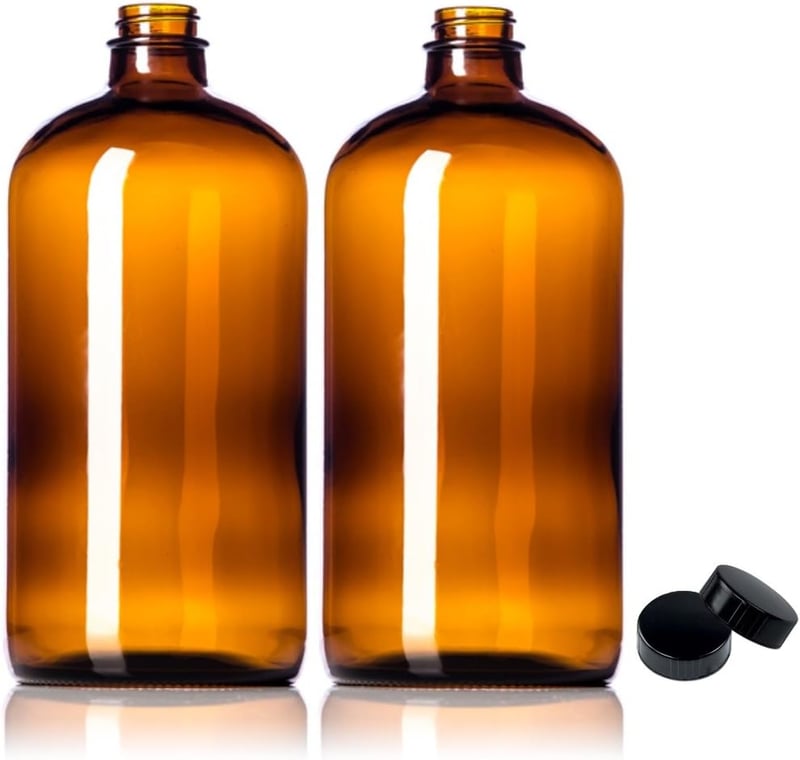 Amber Glass Beer & Kombucha Growlers, 32oz, 2-Pack