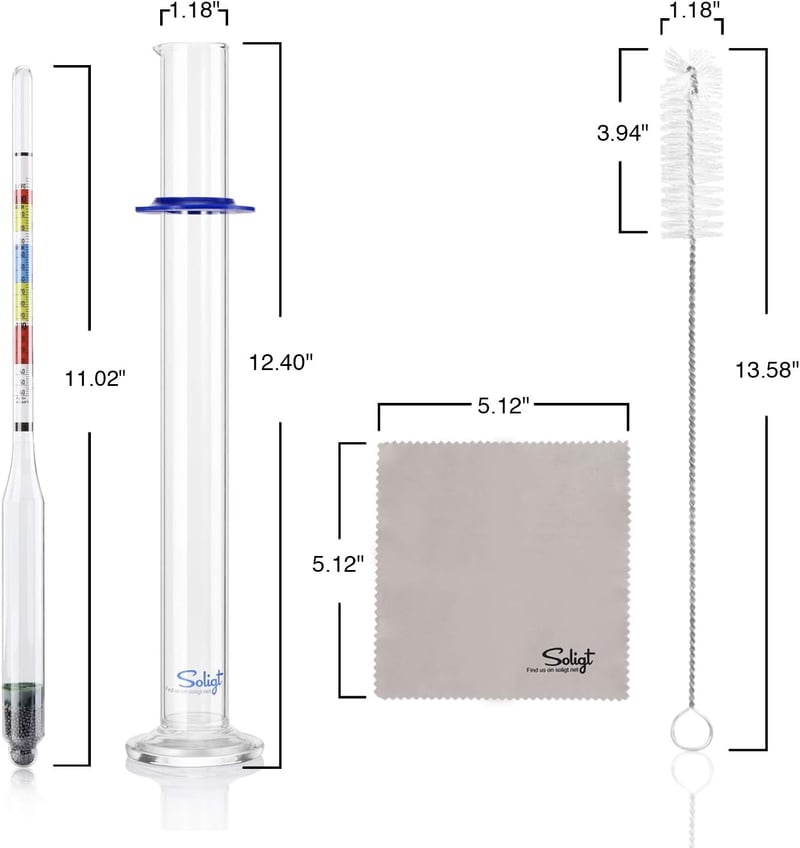 Triple Scale Hydrometer & Test Jar for Drinks