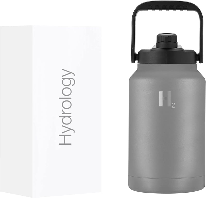 Insulated Graphite Water Growler for Sports - 128 oz