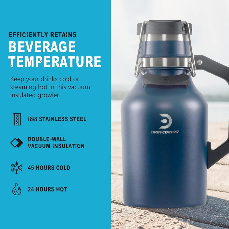 Passivated Stainless Steel 32 Oz Growler