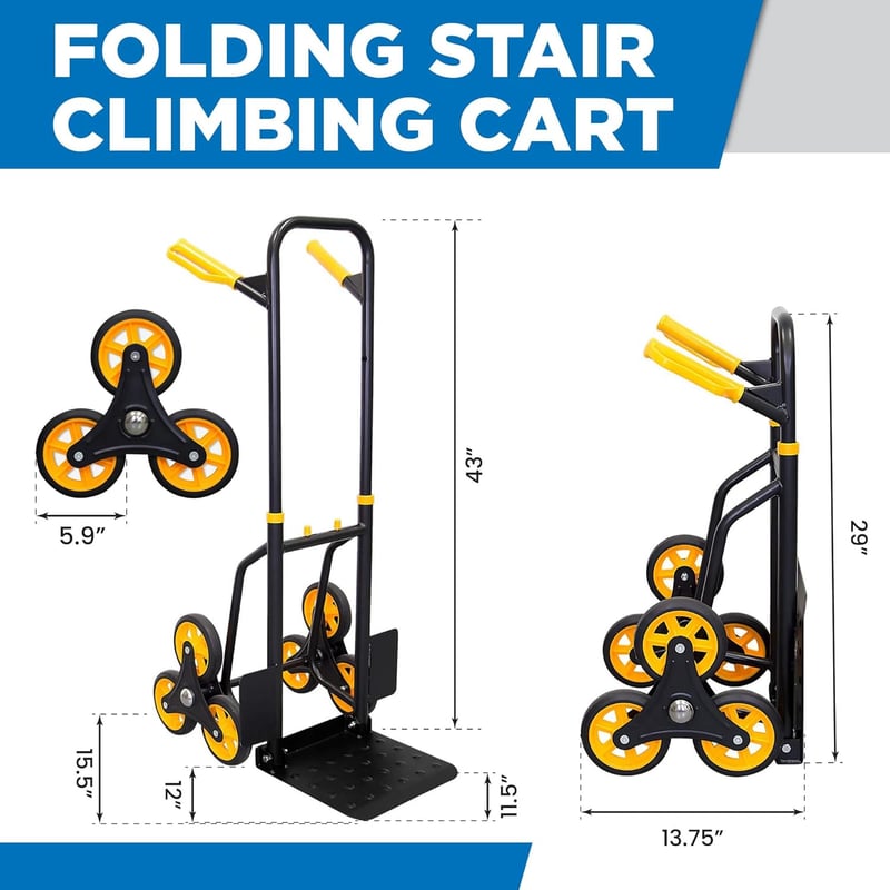 Heavy-Duty Stair Climbing Dolly, 330 Lb Capacity