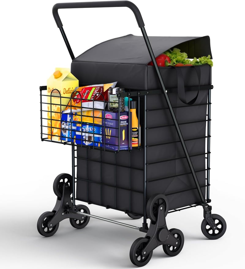Shopping Cart with Waterproof Liner and Swivel Wheels