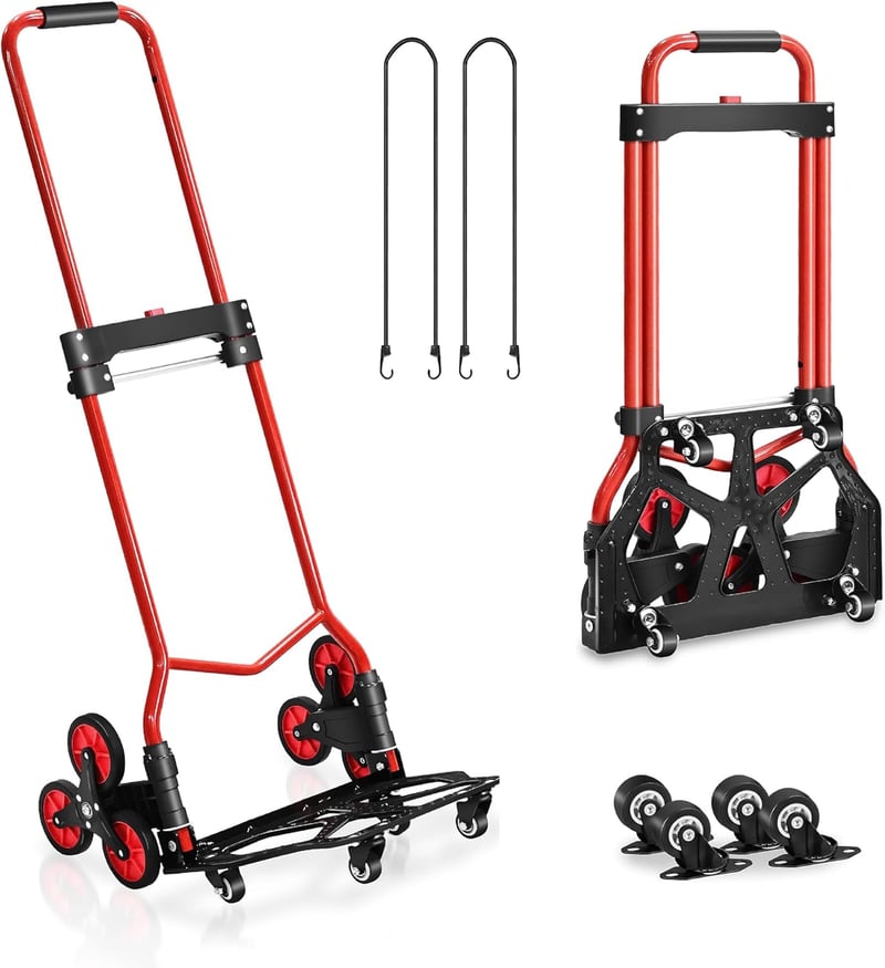 Heavy-Duty Folding Stair Climbing Cart with Stretchable Handle