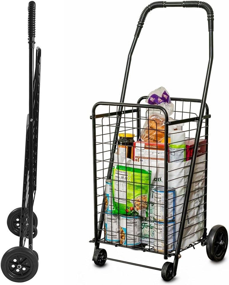 Compact Utility Cart with Wheels - Black