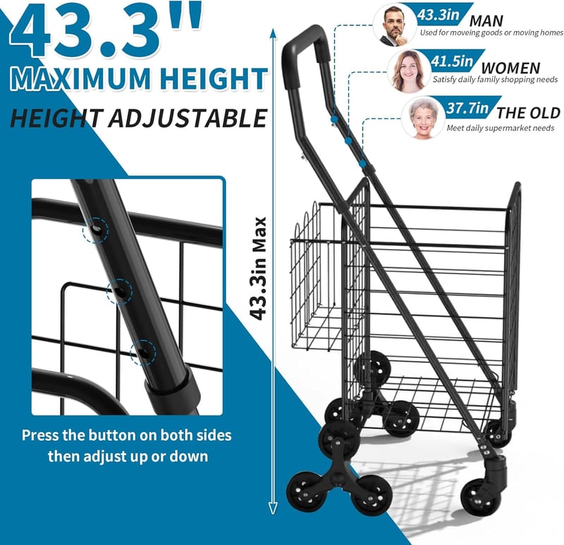 Stair Climber Utility Cart with Waterproof Liner