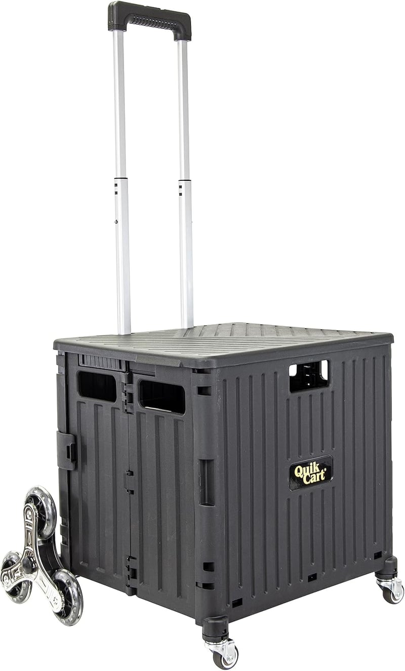 Quik Cart Stair Climber Rolling Crate, Black