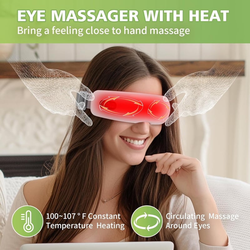 Mother's Day Heated Bluetooth Eye Massager (Pearl White)