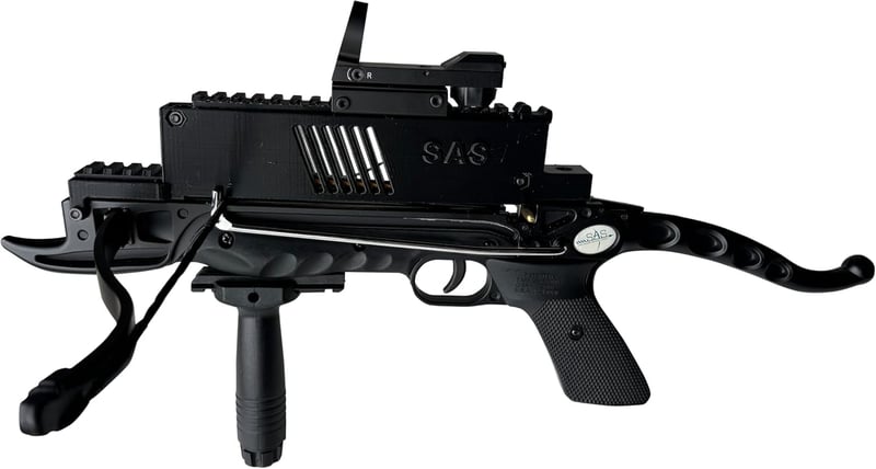 80-Pound Self-Cocking Pistol Crossbow with Bolts