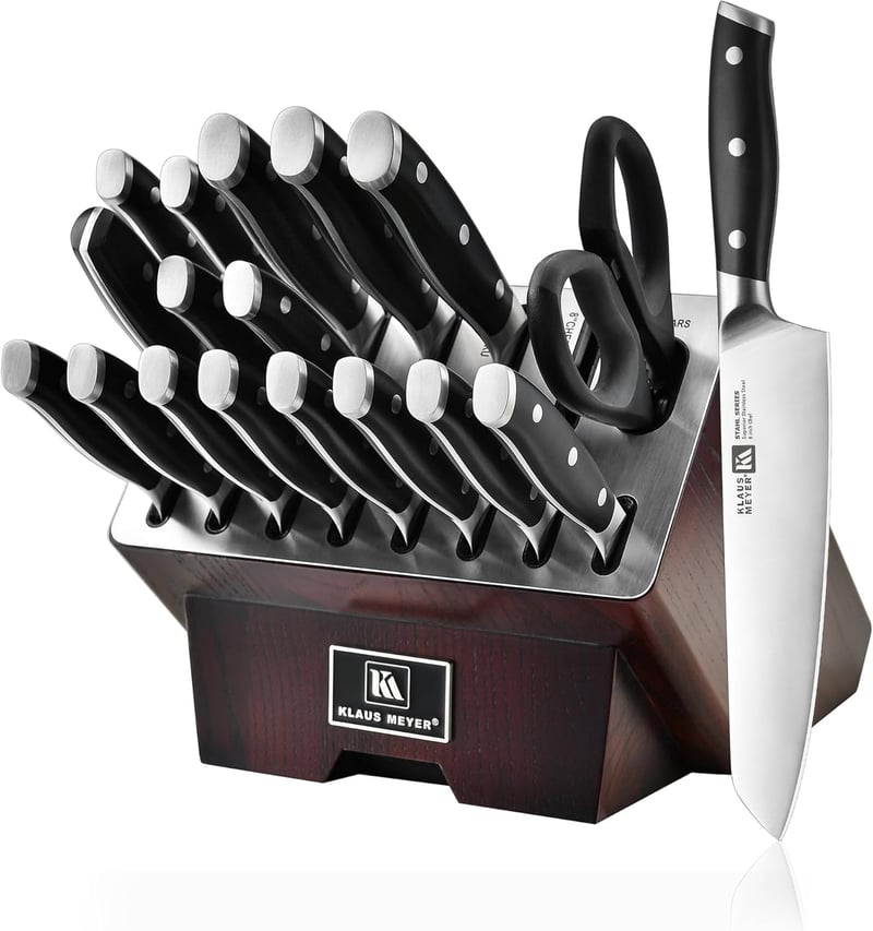 19-Piece German Steel Knife Set, Black