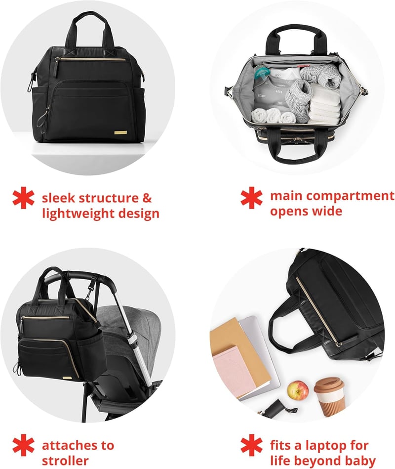 Large Capacity Diaper Bag Backpack with Changing Pad, Black