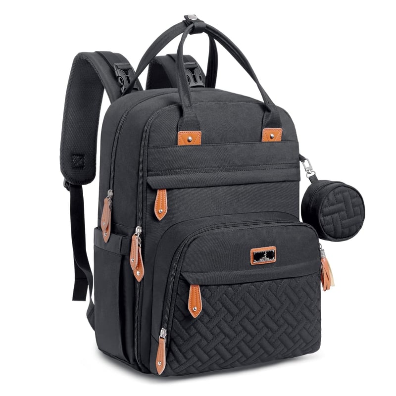 Unisex Waterproof Diaper Backpack with Changing Pad - Black