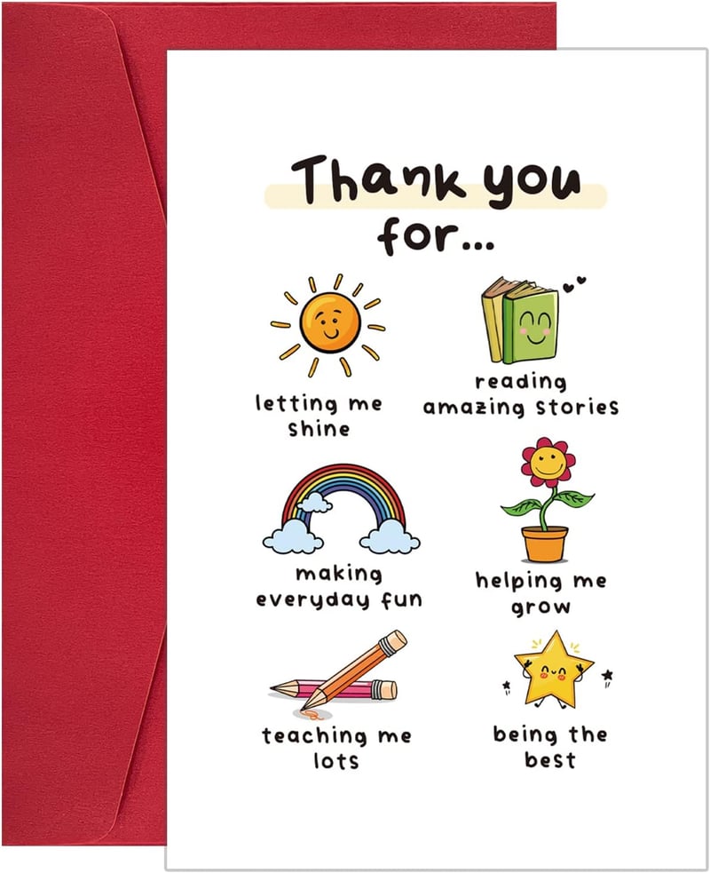 Teacher Appreciation Thank You Card Gift for End of Year