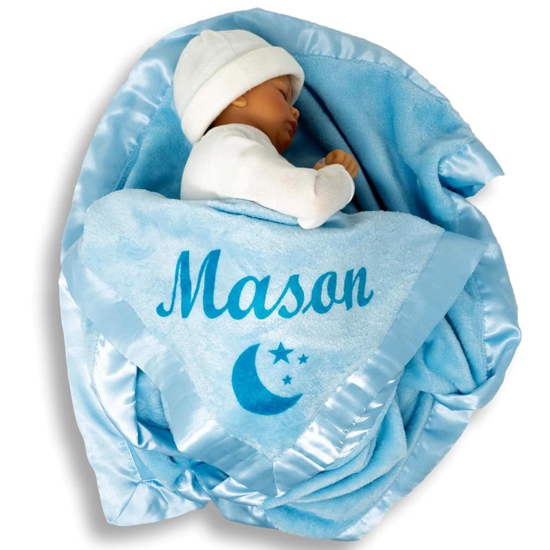 Personalized Blue Baby Boy Blanket