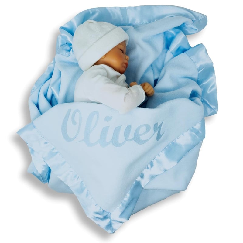 Personalized Blue Baby Boy Blanket