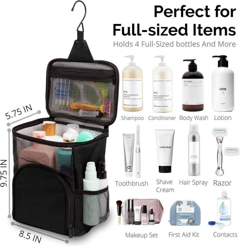 College Dorm Foldable Mesh Shower Caddy (Black)