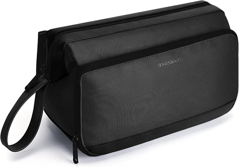 Men's Black Toiletry Bag, Water Resistant Travel Kit