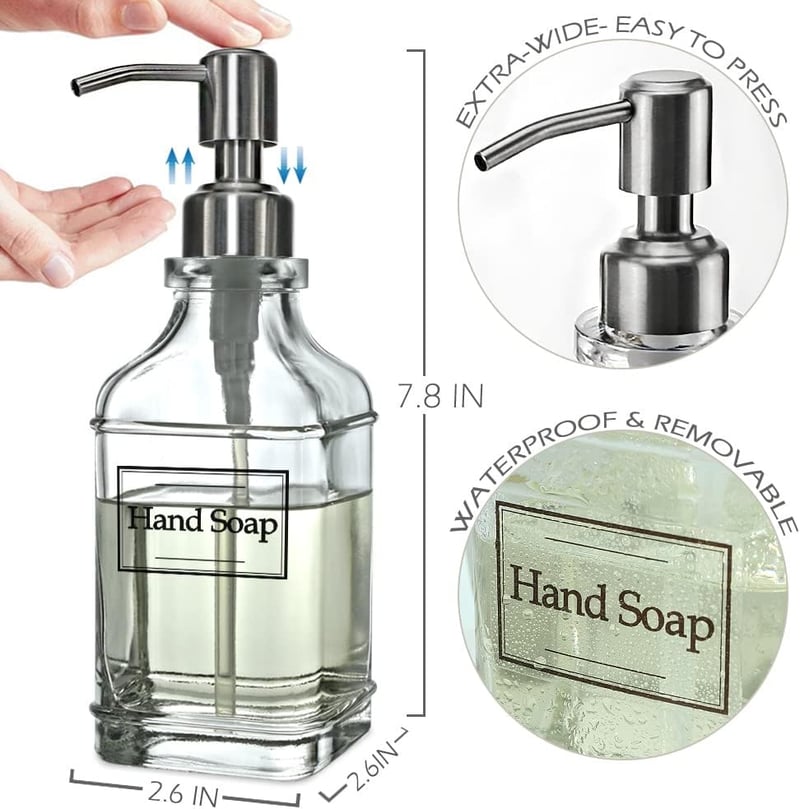 Antique Glass Soap Dispenser with Stainless Steel Pump